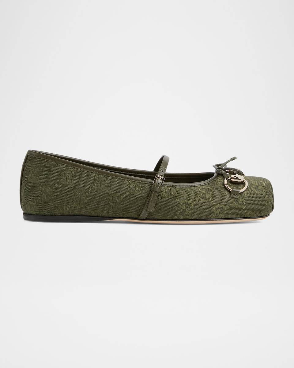 Canvas GG Horsebit Ballerina Flats